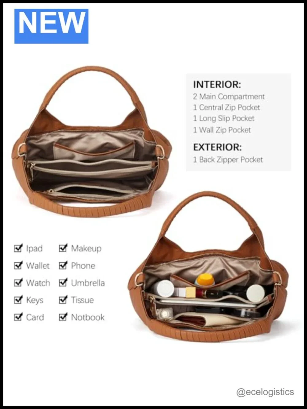Genuine Leather Satchel Handbag with Adjustable Strap